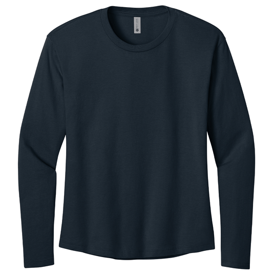 Next Level Women's Midnight Navy Cotton Relaxed Long Sleeve Tee