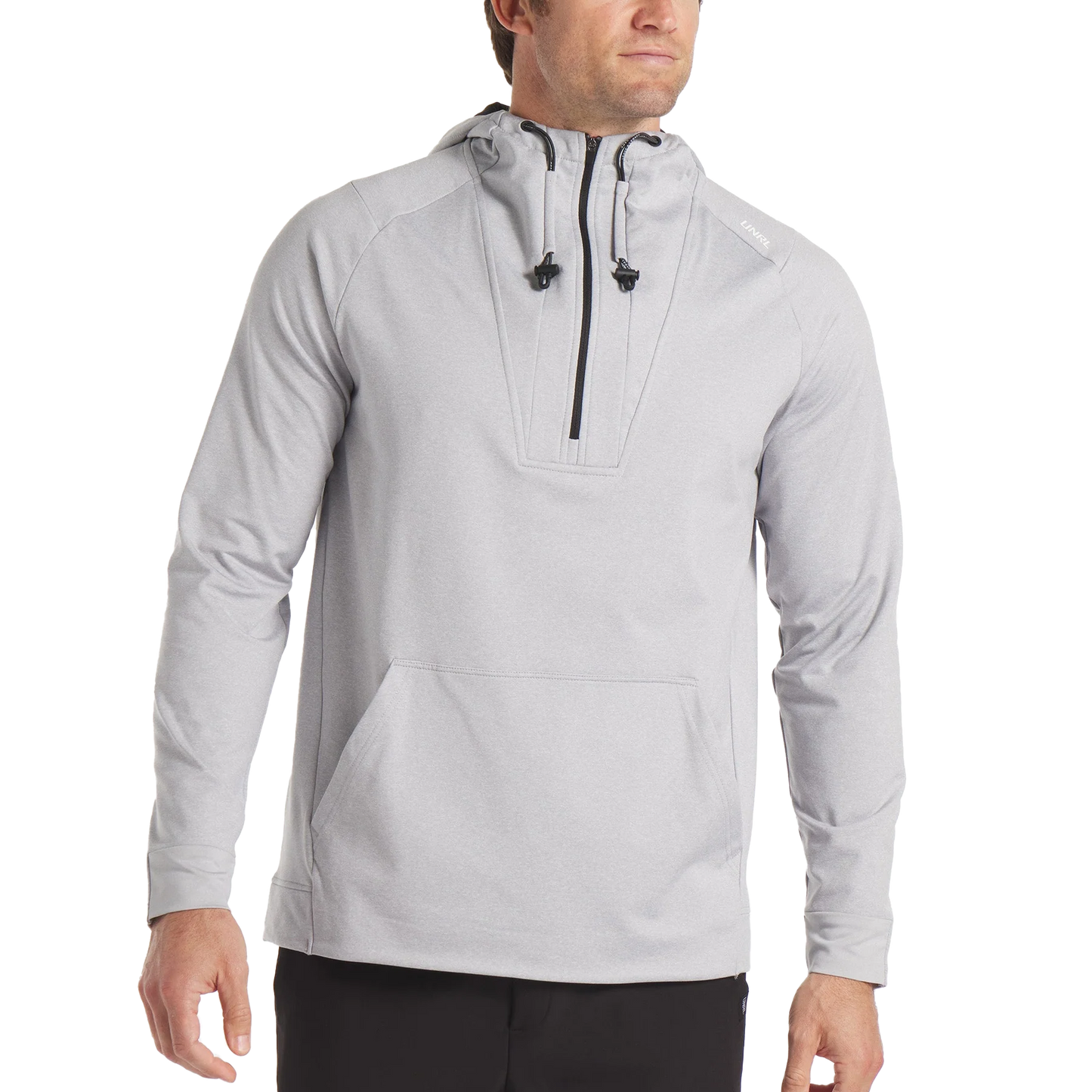 UNRL Men's Heather Gray Crossover Half-Zip Hoodie